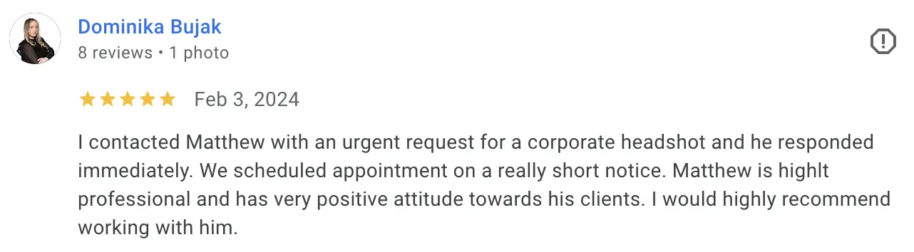 Toronto Professional Headshots reviews 3