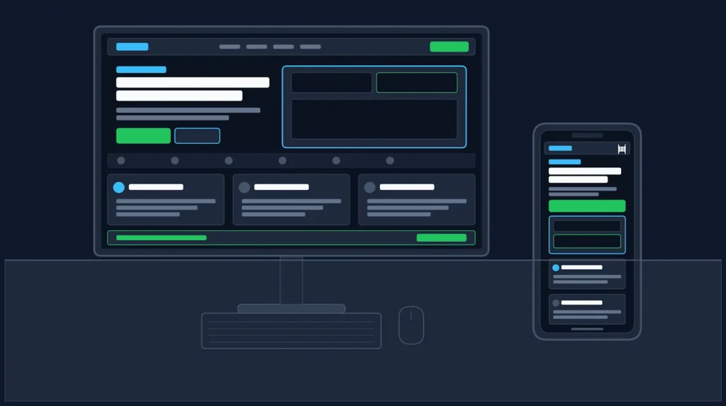 etobicoke web design desktop and mobile website mockup displayed on a modern studio desk